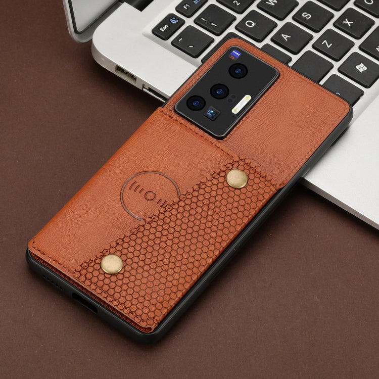 For vivo X70 Pro Double Buckle Card Slots Magnetic Phone Case