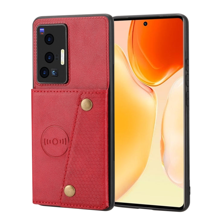 For vivo X70 Pro Double Buckle Card Slots Magnetic Phone Case