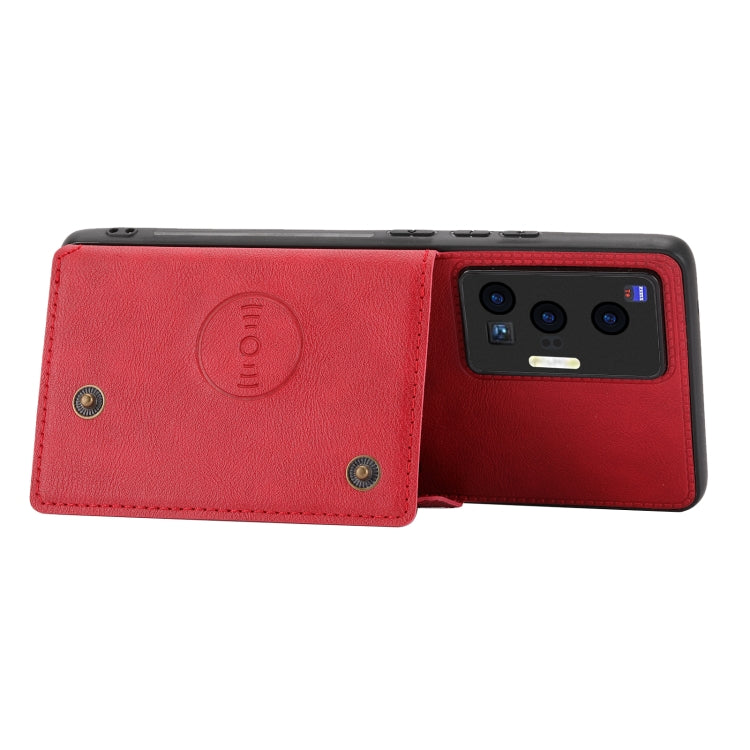 For vivo X70 Pro Double Buckle Card Slots Magnetic Phone Case