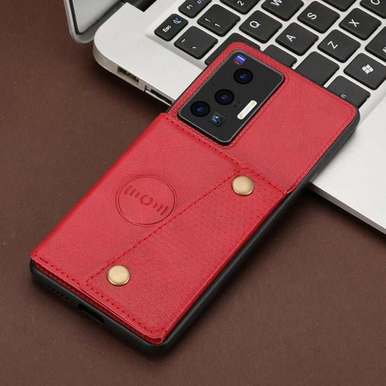 For vivo X70 Pro Double Buckle Card Slots Magnetic Phone Case