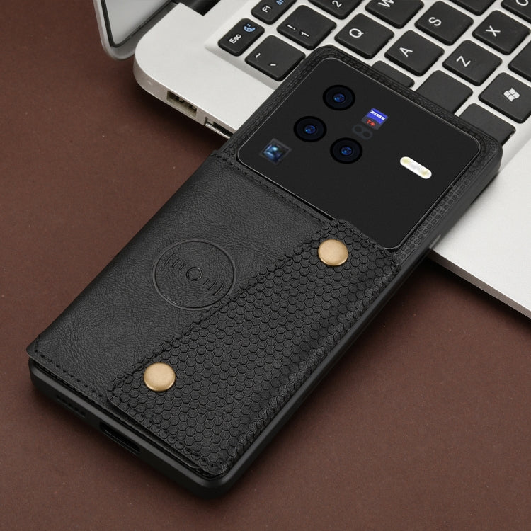 For vivo X80 Double Buckle Card Slots Magnetic Phone Case