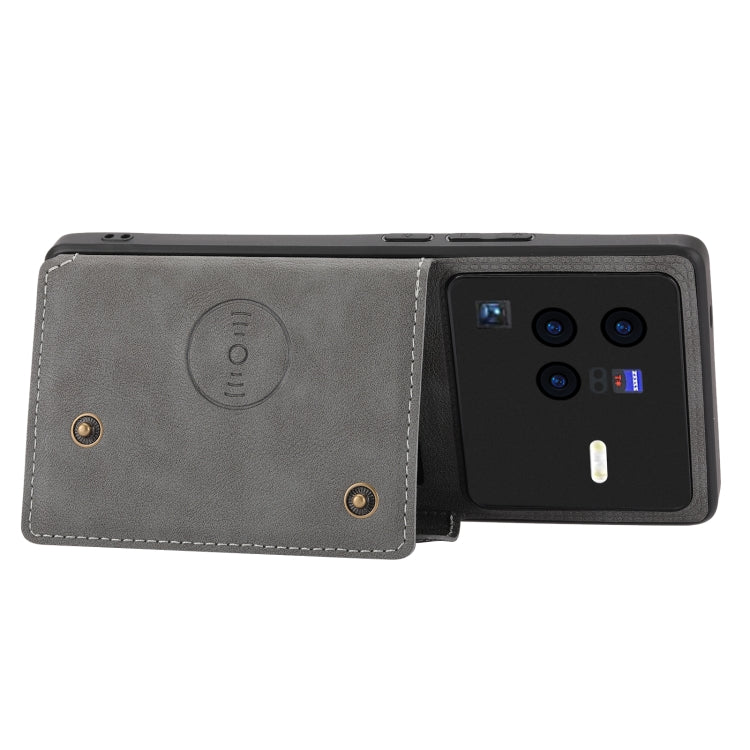 For vivo X80 Double Buckle Card Slots Magnetic Phone Case