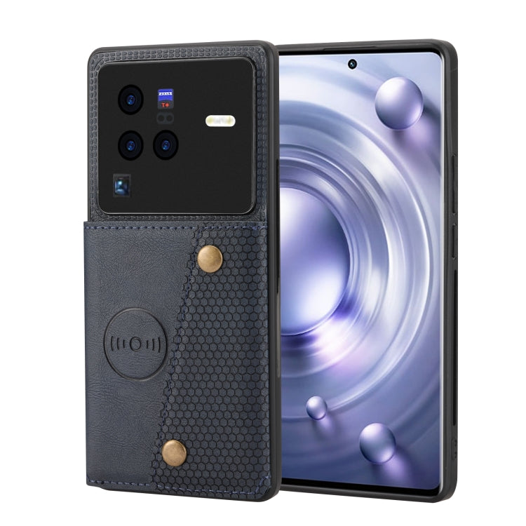 For vivo X80 Double Buckle Card Slots Magnetic Phone Case