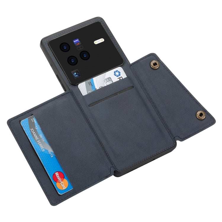 For vivo X80 Double Buckle Card Slots Magnetic Phone Case