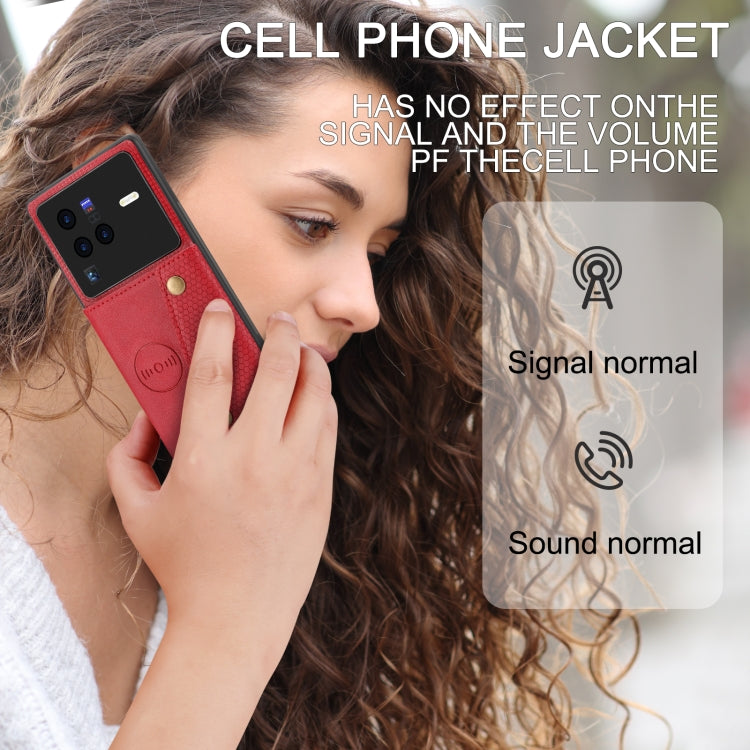 For vivo X80 Double Buckle Card Slots Magnetic Phone Case