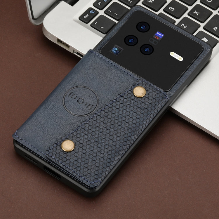 For vivo X80 Pro Double Buckle Card Slots Magnetic Phone Case