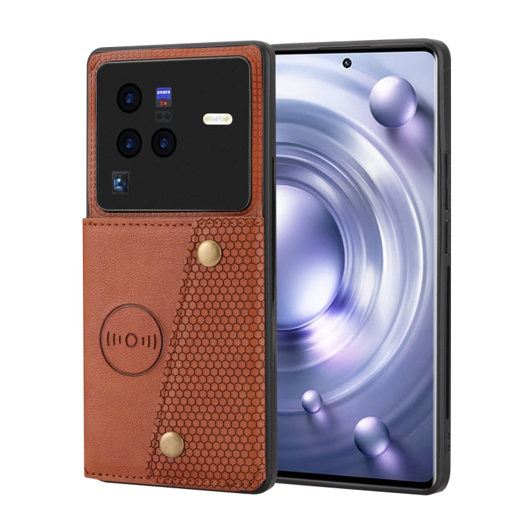 For vivo X80 Pro Double Buckle Card Slots Magnetic Phone Case