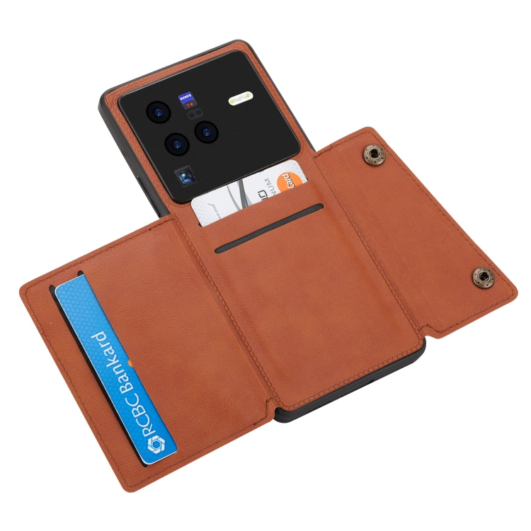 For vivo X80 Pro Double Buckle Card Slots Magnetic Phone Case