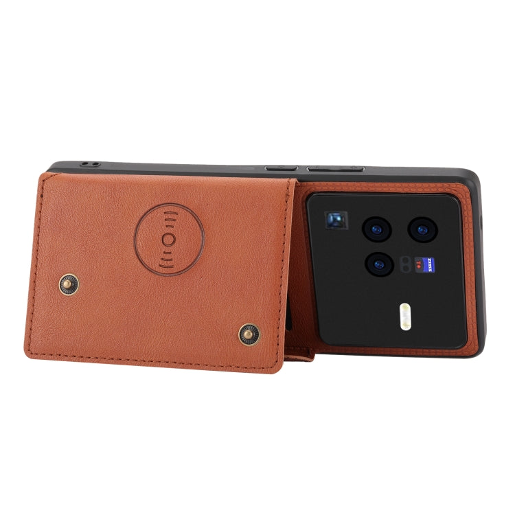 For vivo X80 Pro Double Buckle Card Slots Magnetic Phone Case