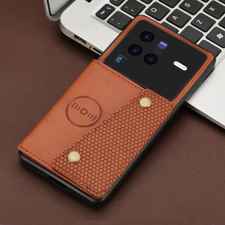 For vivo X80 Pro Double Buckle Card Slots Magnetic Phone Case