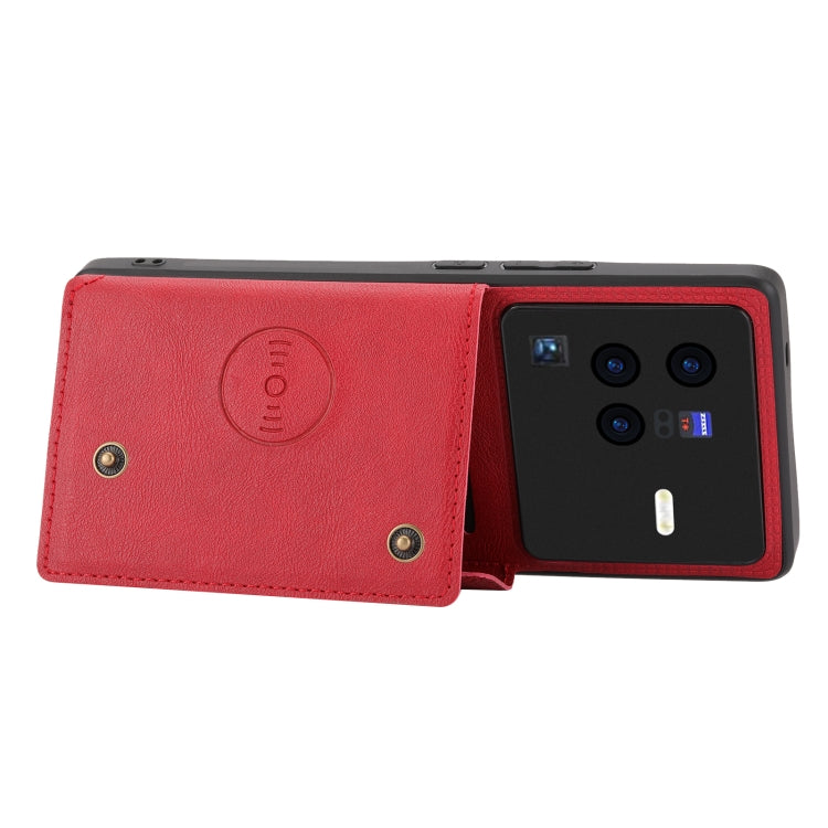 For vivo X80 Pro Double Buckle Card Slots Magnetic Phone Case
