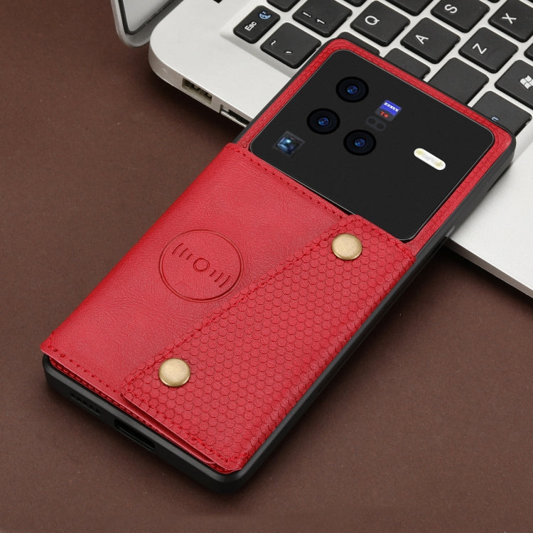 For vivo X80 Pro Double Buckle Card Slots Magnetic Phone Case