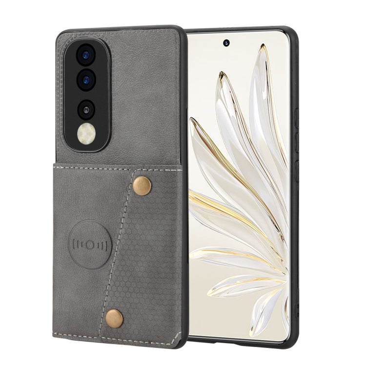 For Honor 70 Double Buckle Card Slots Magnetic Phone Case