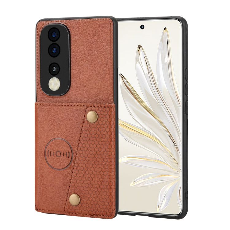 For Honor 70 Double Buckle Card Slots Magnetic Phone Case