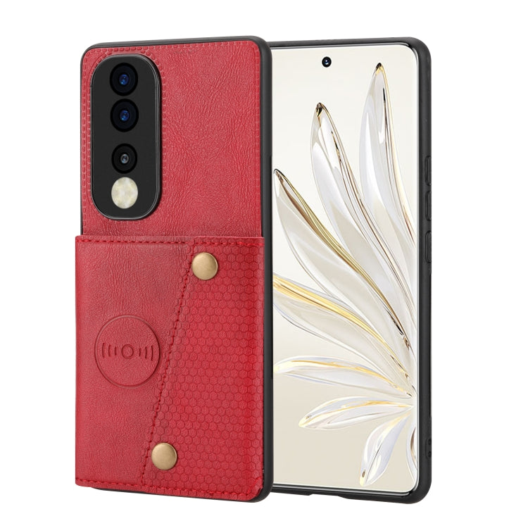 For Honor 70 Double Buckle Card Slots Magnetic Phone Case