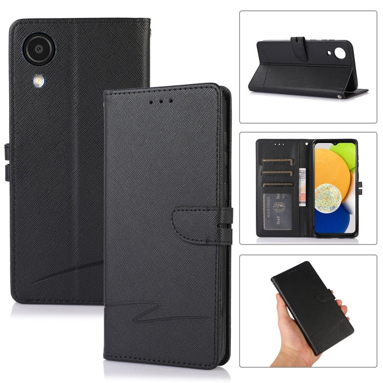 For Samsung Galaxy A03 Core Cross Texture Horizontal Flip Leather Phone Case