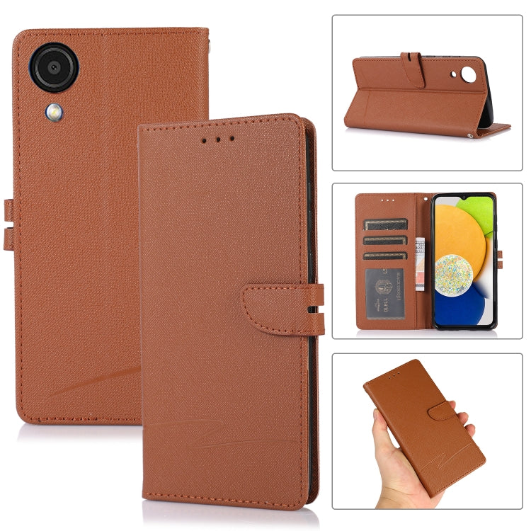 For Samsung Galaxy A03 Core Cross Texture Horizontal Flip Leather Phone Case
