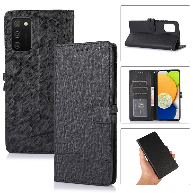 For Samsung Galaxy A03s Cross Texture Horizontal Flip Leather Phone Case