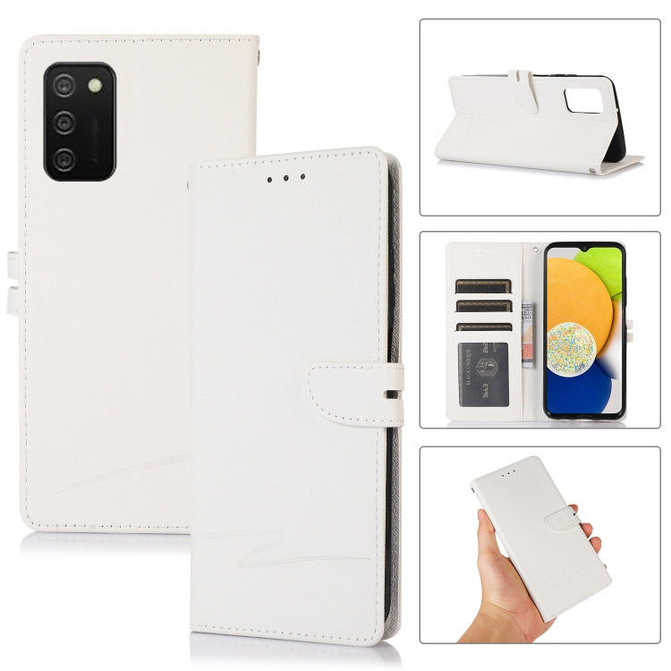 For Samsung Galaxy A03s Cross Texture Horizontal Flip Leather Phone Case