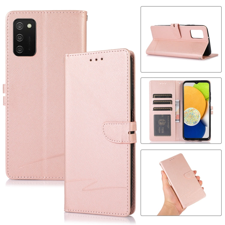 For Samsung Galaxy A03s Cross Texture Horizontal Flip Leather Phone Case