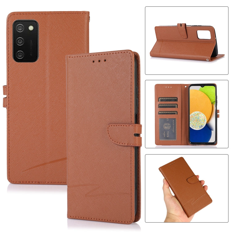 For Samsung Galaxy A03s Cross Texture Horizontal Flip Leather Phone Case
