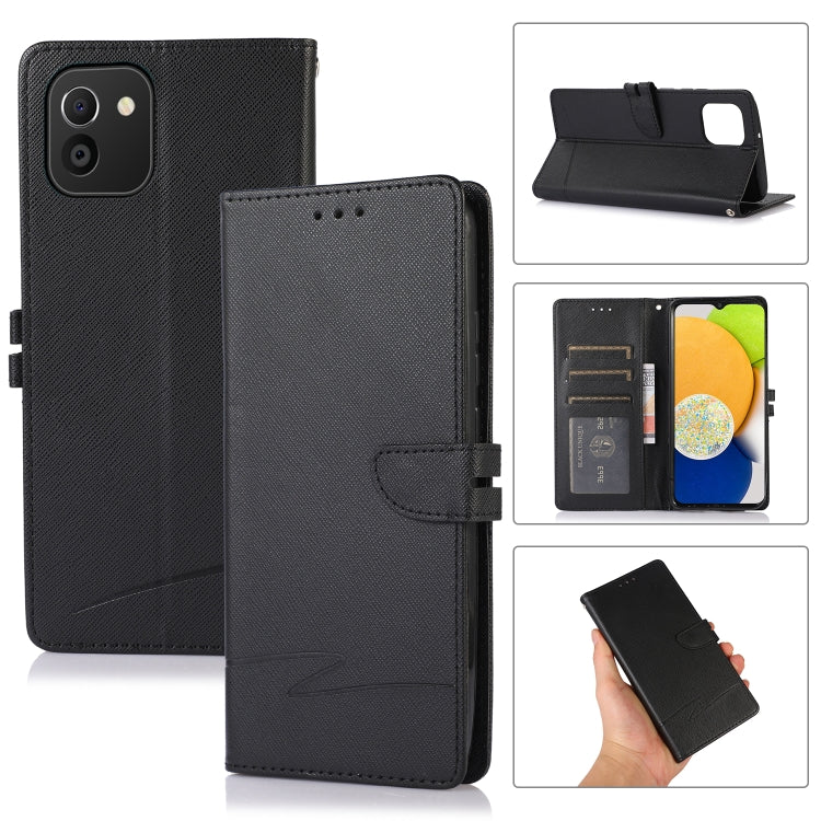 For Samsung Galaxy A03 EU Cross Texture Horizontal Flip Leather Phone Case