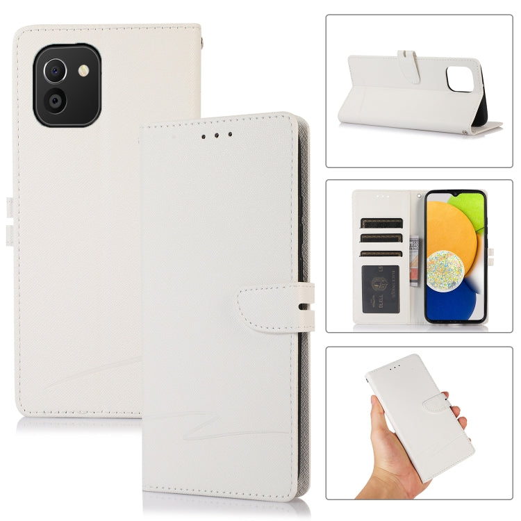 For Samsung Galaxy A03 EU Cross Texture Horizontal Flip Leather Phone Case