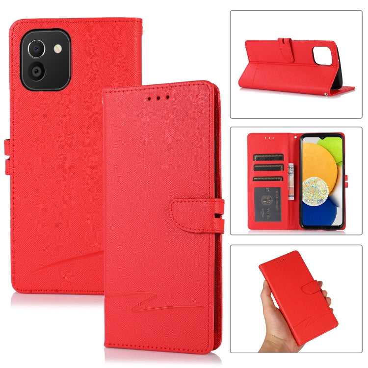 For Samsung Galaxy A03 EU Cross Texture Horizontal Flip Leather Phone Case