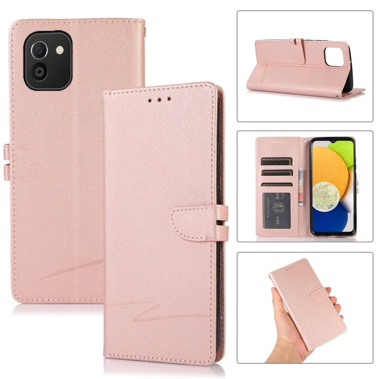 For Samsung Galaxy A03 EU Cross Texture Horizontal Flip Leather Phone Case