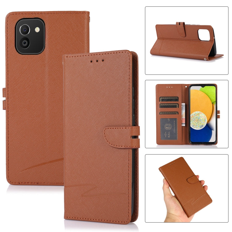 For Samsung Galaxy A03 EU Cross Texture Horizontal Flip Leather Phone Case