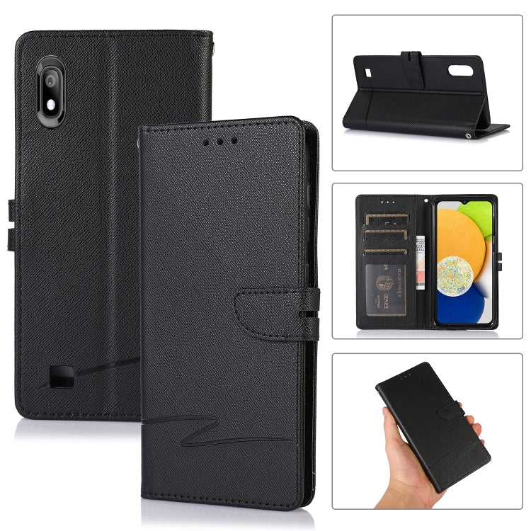 For Samsung Galaxy A10 Cross Texture Horizontal Flip Leather Phone Case