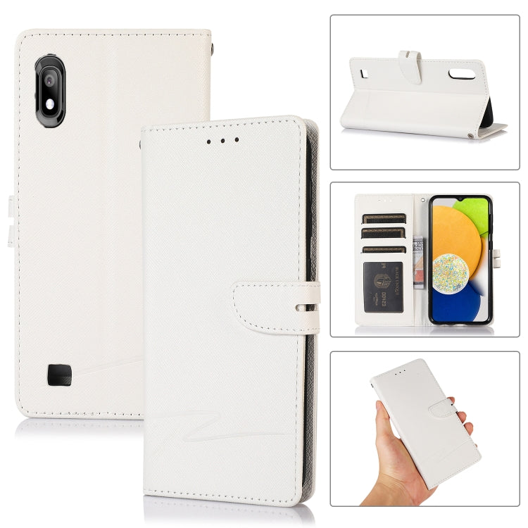For Samsung Galaxy A10 Cross Texture Horizontal Flip Leather Phone Case
