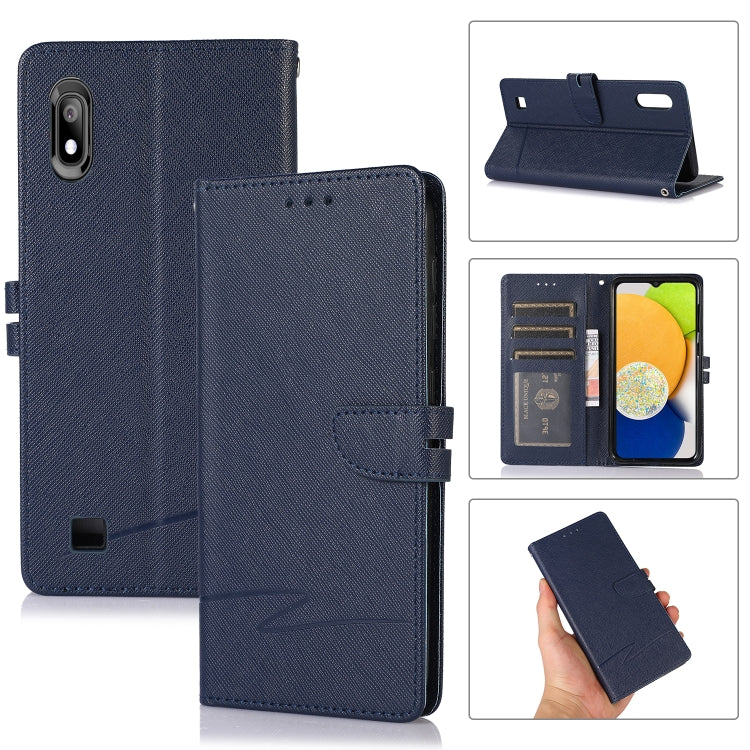 For Samsung Galaxy A10 Cross Texture Horizontal Flip Leather Phone Case
