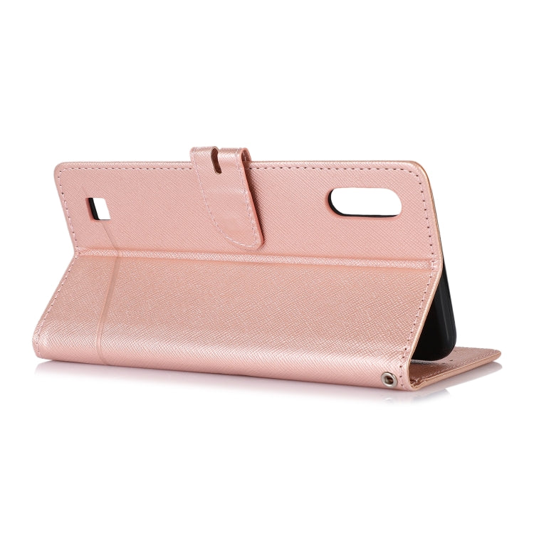 For Samsung Galaxy A10 Cross Texture Horizontal Flip Leather Phone Case