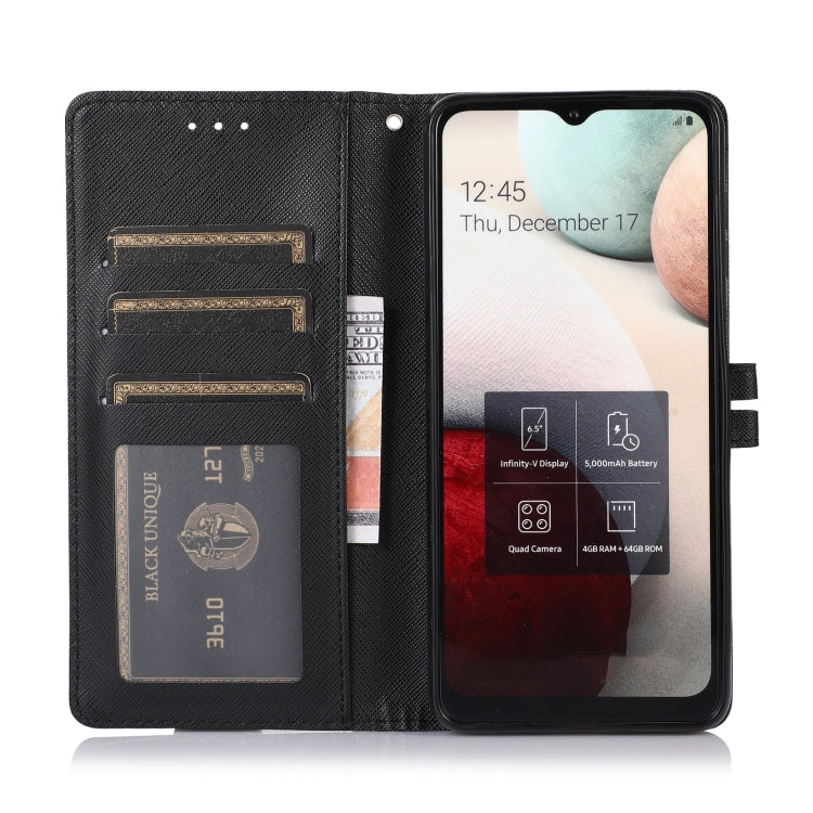 For Samsung Galaxy A12 Cross Texture Horizontal Flip Leather Phone Case
