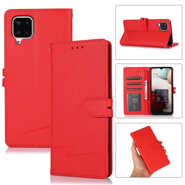 For Samsung Galaxy A12 Cross Texture Horizontal Flip Leather Phone Case