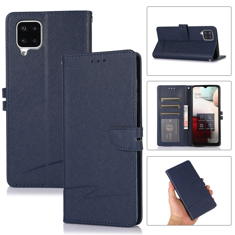 For Samsung Galaxy A12 Cross Texture Horizontal Flip Leather Phone Case