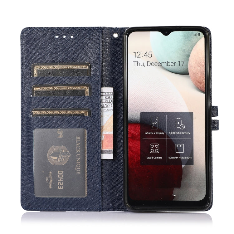 For Samsung Galaxy A12 Cross Texture Horizontal Flip Leather Phone Case