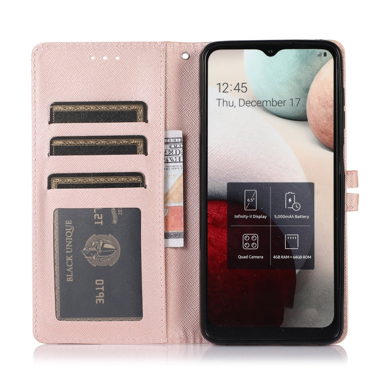 For Samsung Galaxy A12 Cross Texture Horizontal Flip Leather Phone Case