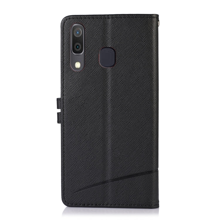 For Samsung Galaxy A20 Cross Texture Horizontal Flip Leather Phone Case