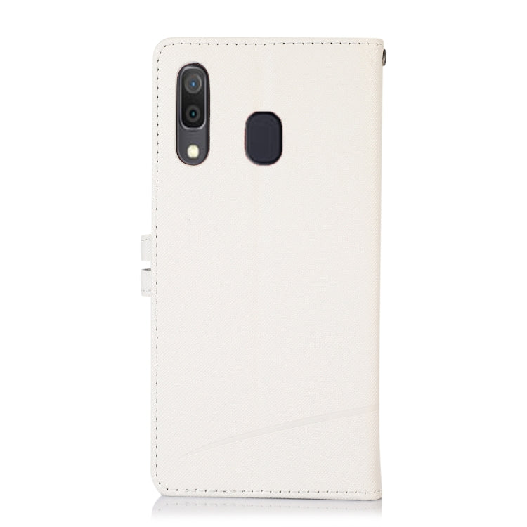 For Samsung Galaxy A20 Cross Texture Horizontal Flip Leather Phone Case