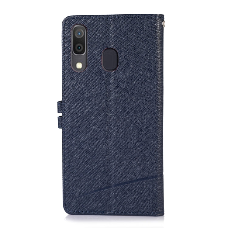 For Samsung Galaxy A20 Cross Texture Horizontal Flip Leather Phone Case