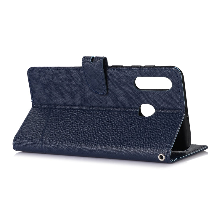 For Samsung Galaxy A20 Cross Texture Horizontal Flip Leather Phone Case