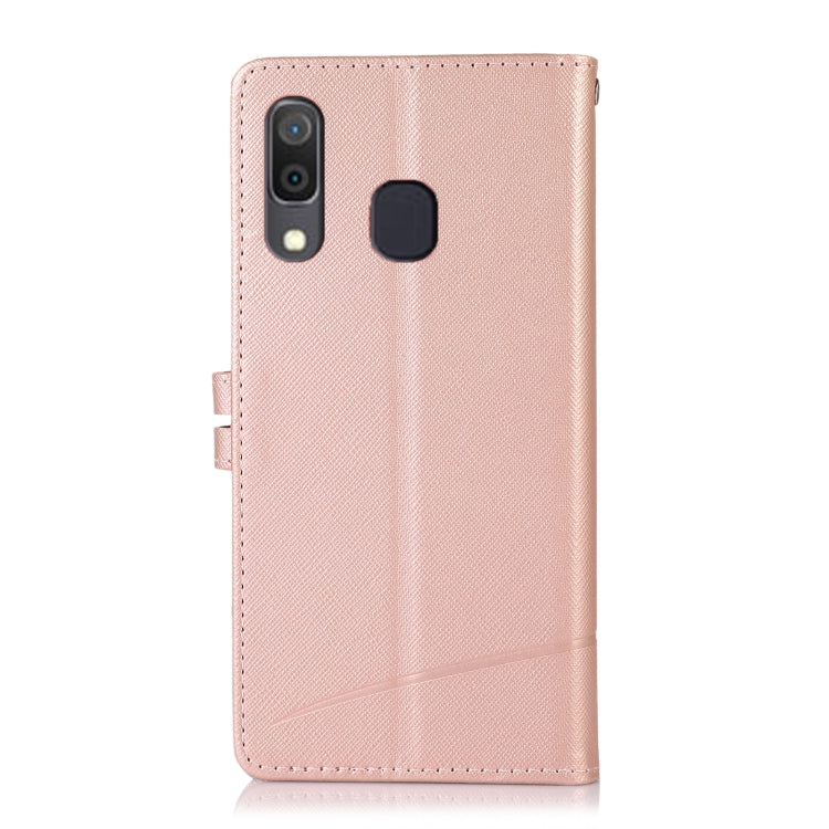 For Samsung Galaxy A20 Cross Texture Horizontal Flip Leather Phone Case