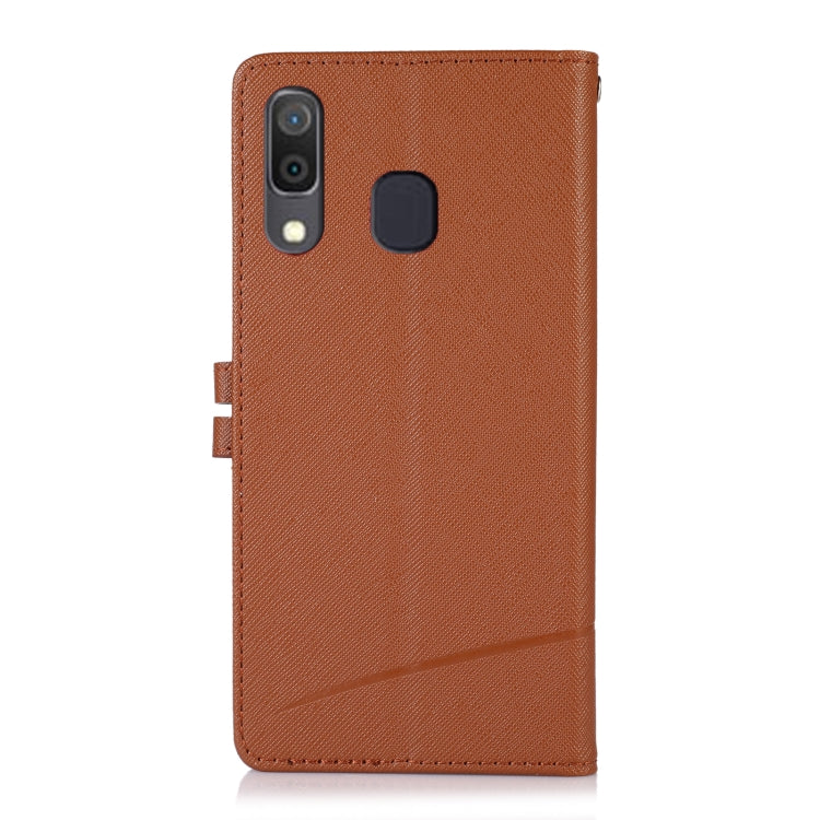 For Samsung Galaxy A20 Cross Texture Horizontal Flip Leather Phone Case