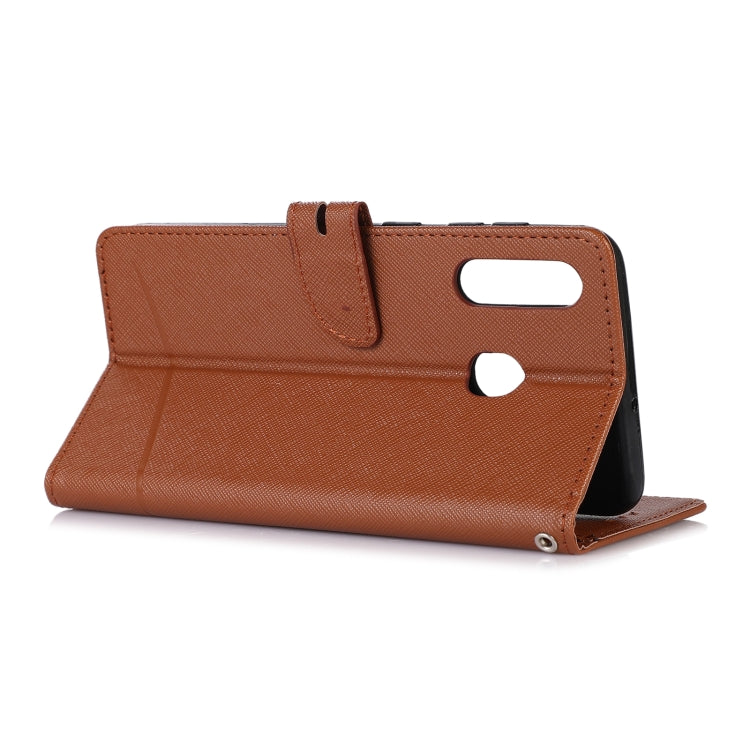 For Samsung Galaxy A20 Cross Texture Horizontal Flip Leather Phone Case