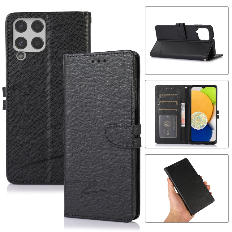 For Samsung Galaxy A22 4G Cross Texture Horizontal Flip Leather Phone Case