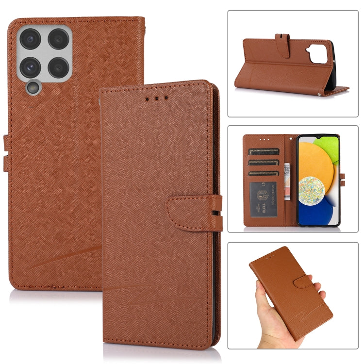 For Samsung Galaxy A22 4G Cross Texture Horizontal Flip Leather Phone Case