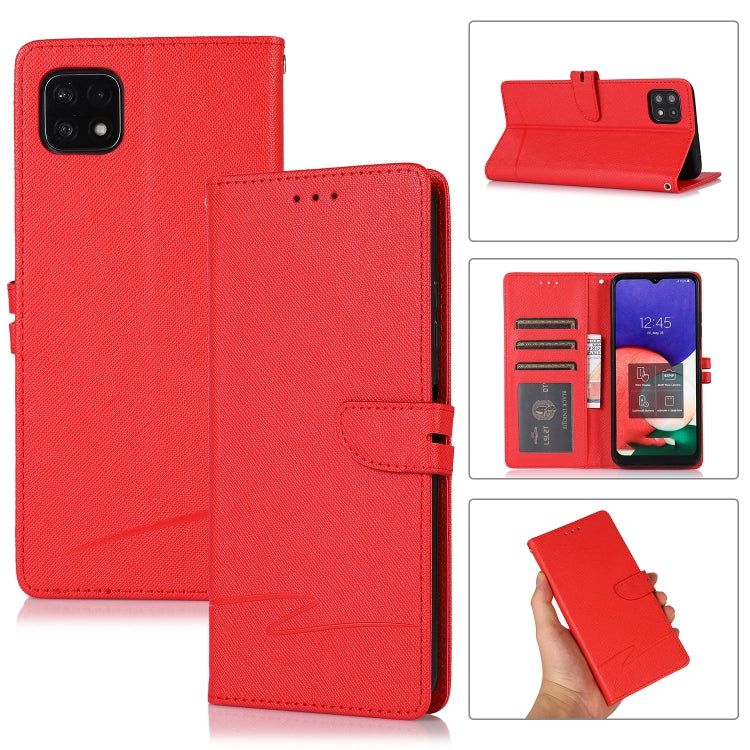 For Samsung Galaxy A22 5G Cross Texture Horizontal Flip Leather Phone Case