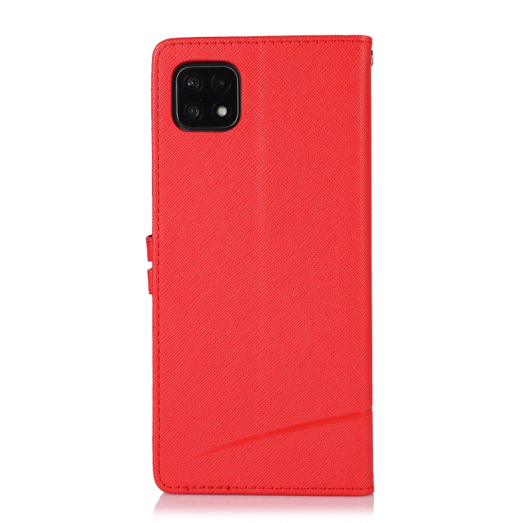 For Samsung Galaxy A22 5G Cross Texture Horizontal Flip Leather Phone Case
